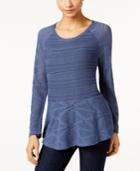 Style & Co Open-knit Peplum Sweater, Only At Macy's