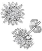 Diamond Cluster Starburst Stud Earrings (1/5 Ct. T.w.) In 10k White Gold
