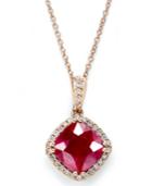 Rosa By Effy 14k Rose Gold Necklace, Ruby (3-1/8 Ct. T.w.) And Diamond (1/6 Ct. T.w.) Pendant
