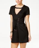 Material Girl Juniors' Lace-up Cutout Dress, Only At Macy's