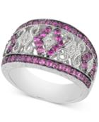 Ruby (1 Ct. T.w.) And Diamond Accent Filigree Band In Sterling Silver