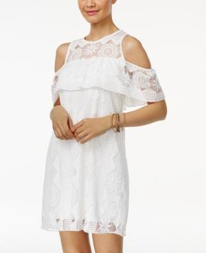 Trixxi Juniors' Lace Cold-shoulder Shift Dress
