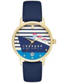 Kate Spade New York Women's Metro Navy Blue Leather Strap Watch 34mm Ksw1138