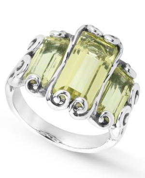 Carolyn Pollack Lemon Quartz Faceted Triple Rectangle Ring