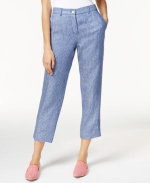 Weekend Max Mara Biblios Linen Striped Conductor Pants