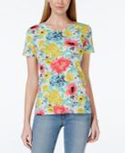 Charter Club Pima Cotton T-shirt, Floral Print