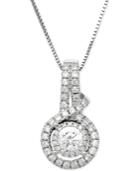 Diamond Halo Cluster Pendant Necklace (1/2 Ct. T.w.) In 14k White Gold