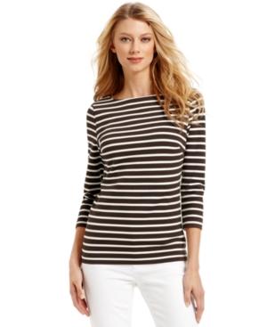 Michael Michael Kors Top, Three-quarter-sleeve Striped Ponte-knit