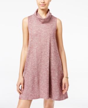 Pink Rose Juniors' Ribbed Mock-neck Shift Dress
