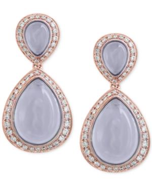 Effy Chalcedony (11-9/10 Ct. T.w.) And Diamond (3/5 Ct. T.w.) Drop Earrings In 14k Rose Gold