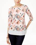 Tommy Hilfiger Diamond-print Woven-trim Top