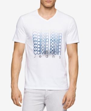 Calvin Klein Jeans Men's V-neck Repeat Ombre Logo Graphic T-shirt