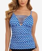 Swim Solutions Sport Chevron Strappy Tummy-control Tankini Top Women's Swimsuit