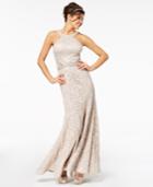 B Darlin Juniors' Sequined Lace Halter Gown