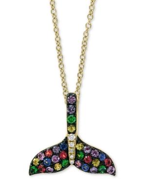 Effy Multi-sapphire (3/4 Ct. T.w.) & Diamond Accent Mermaid Tail 18 Pendant Necklace In 14k Gold