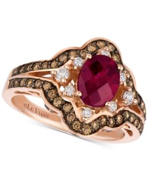 Le Vian Chocolatier Raspberry Rhodolite (1-1/3 Ct. T.w.) & Diamond (3/4 Ct. T.w.) Ring In 14k Rose Gold