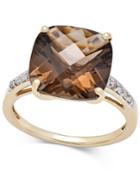 Smoky Quartz (6-1/2 Ct. T.w.) And Diamond Accent Ring In 14k Gold