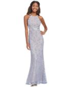City Triangles Juniors' Embellished Glitter Lace Gown