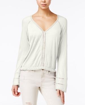 American Rag Bell-sleeve Crochet-trim Peasant Top, Only At Macy's
