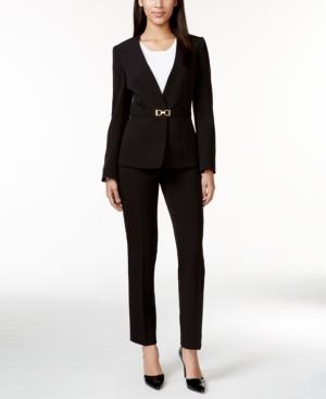 Tahari Asl Collarless D-ring Pantsuit