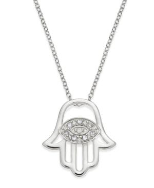 Diamond Hamsa Pendant Necklace (1/10 Ct. T.w.) In Sterling Silver