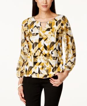Alfani Chain-trim Keyhole Peasant Top, Only At Macy's