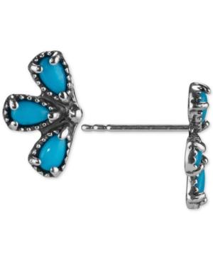 American West Turquoise Fan Stud Earrings (1-1/4 Ct. T.w.) In Sterling Silver