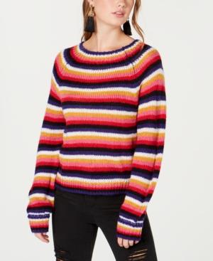 Crave Fame Juniors' Fluffy Striped Sweater