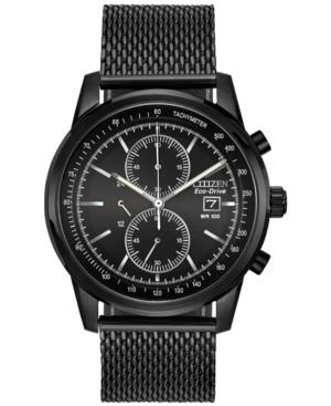 Citizen Men's Chronograph Eco-drive Black Ion-plated Stainless Steel Mesh Bracelet Watch 42mm Ca0338-57e