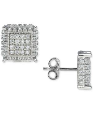 Men's Diamond Square Cluster Earrings (1/3 Ct. T.w.) In Sterling Silver