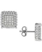 Men's Diamond Square Cluster Earrings (1/3 Ct. T.w.) In Sterling Silver