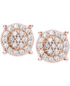Giani Bernini Cubic Zirconia Pave Disc Stud Earrings In 18k Rose Gold-plated Sterling Silver, Only At Macy's