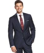 Ryan Seacrest Distinction Blue Plaid Peak Lapel Slim-fit Jacket