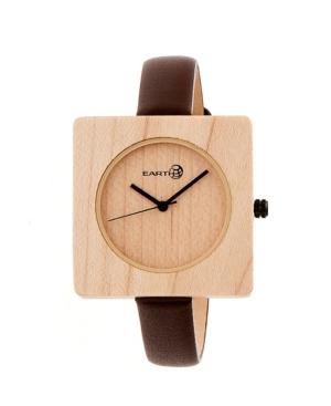 Earth Wood Teton Leather-band Watch Khaki 38mm