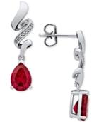 Lab Created Ruby (3 Ct. T.w.) & Diamond Accent Drop Earrings In Sterling Silver