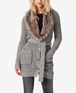 Jessica Simpson Juniors' Annie Faux Fur-trim Cardigan