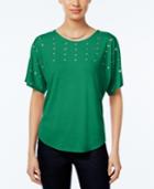 Ny Collection Petite Embellished Dolman-sleeve Top