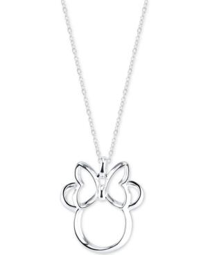 Disney Minnie Mouse Pendant Necklace In Sterling Silver
