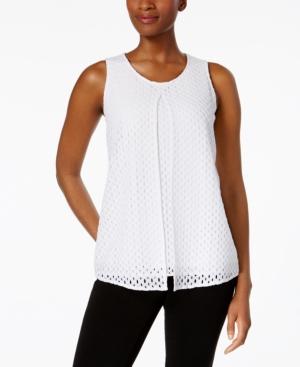 Charter Club Petite Lace Split-front Top, Only At Macy's