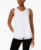 Charter Club Petite Lace Split-front Top, Only At Macy's