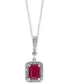 Brasilica By Effy Ruby (1-1/2 Ct. T.w.) And Diamond (1/4 Ct. T.w.) Pendant Necklace In 14k White Gold