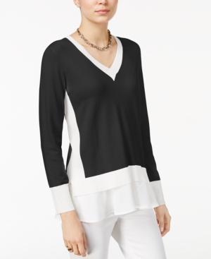 Tommy Hilfiger Colorblocked Layered-look Top, Only At Macy's