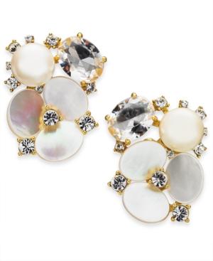 Kate Spade New York Gold-tone Crystal & Imitation Mother-of-pearl Flower Stud Earrings