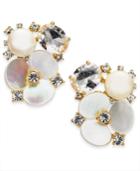 Kate Spade New York Gold-tone Crystal & Imitation Mother-of-pearl Flower Stud Earrings