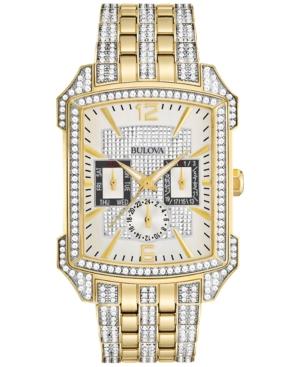 Bulova Men's Crystal Gold-tone Stainless Steel Bracelet Watch 33x42mm 98c109