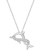 Diamond Infinity Dolphin Pendant Necklace (1/10 Ct. T.w.) In Sterling Silver