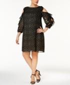 Jessica Howard Plus Size Printed Ruffle Cold-shoulder Dress