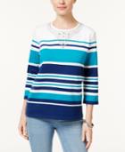 Alfred Dunner Petite Adirondack Trail Embellished Striped Top