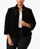 Tahari Asl Plus Size Velvet Open-front Jacket