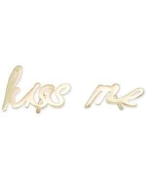 Kiss Me Cursive Stud Earrings In 10k Gold